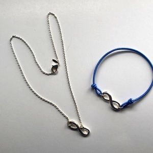 Infinity Necklace & Elastic Bracelet Set